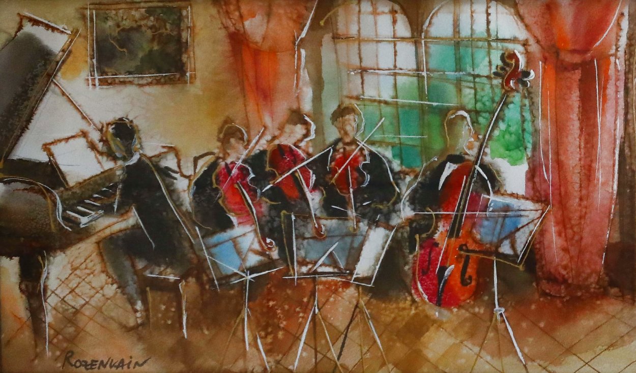 Vivaldi Afternoon Original 24x49 Huge Watercolor by Michael Rozenvain