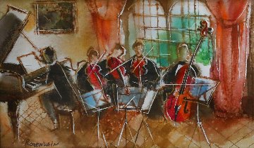 Vivaldi Afternoon Original 24x49 Huge Watercolor - Michael Rozenvain