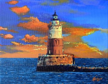 Lighthouse Sunset 2019 8x10 Original Painting - Ruben Ruiz Lighthouse Sunset 2019 8x10 Original Painting - Ruben Ruiz