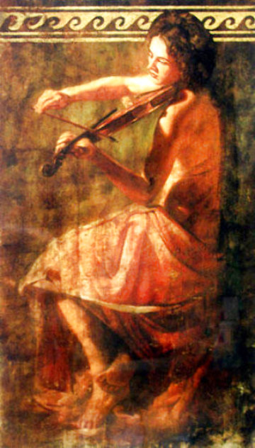 Girl With Violin 1999 Embellished Limited Edition Print by Tomasz Rut