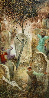 Ever Burning Tree 1994 42x22 Huge Original Painting - Vladimir Ryklin Ever Burning Tree 1994 42x22 Huge Original Painting - Vladimir Ryklin