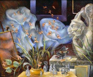Gargoyle's Dream 2001 22x26 Original Painting - Vladimir Ryklin