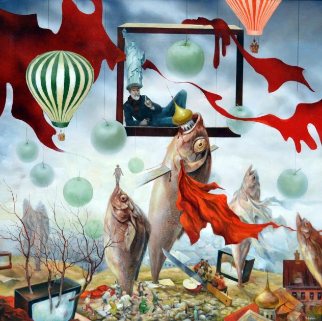 Silenced Freedom 2012 37x37 Huge Original Painting by Vladimir Ryklin