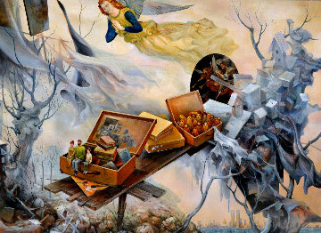 Keep Them Safe!: Immigrant Series 1996 34x44 Super Huge Original Painting - Vladimir Ryklin Keep Them Safe!: Immigrant Series 1996 34x44 Super Huge Original Painting - Vladimir Ryklin