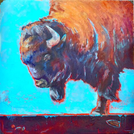 Buffalo Spirit: Legacy 2022 36x36 Original Painting - Nancy Rynes