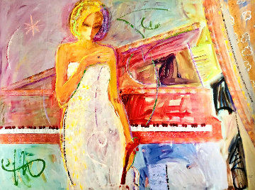 Woman and Piano Embellished - Sabzi Woman and Piano Embellished - Sabzi