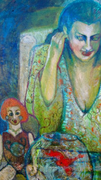 Zoe Luna with a Spanish Doll 2019 42x28 - Huge Original Painting by Dixie Salazar