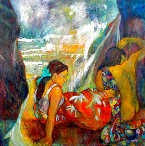 Gauguin in Cayucos 2009 48x48 - Huge - California Original Painting - Dixie Salazar