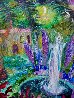 Fountain in the Moonlight 2005 27x23 Original Painting by Dixie Salazar - 2