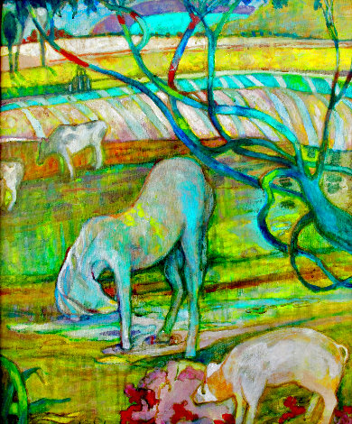 Farming with Gauguin 2019 25x21 Original Painting - Dixie Salazar