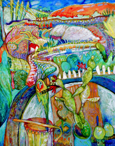 What the Talking Drum Said to the Parrot 2023 30x24 Original Painting - Dixie Salazar