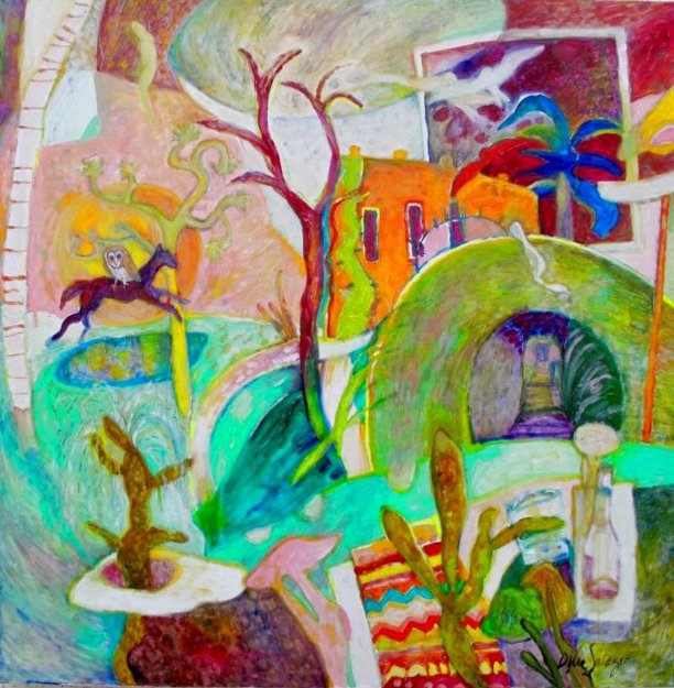 Dreaming in Spanish 2020 40x40 - Huge Original Painting - Dixie Salazar