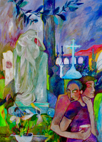 Courtship in a Graveyard 2015 40x30 - Huge Original Painting - Dixie Salazar
