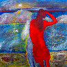 Red Spirit Watcher 2021 24x24 Original Painting by Dixie Salazar - 4