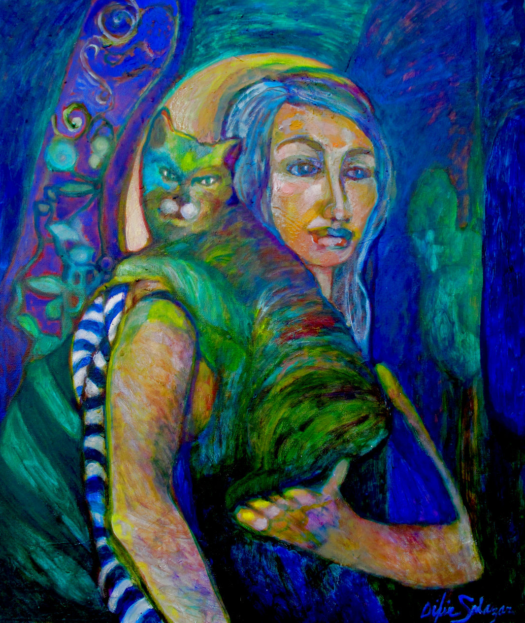 Zoe's Cat 2023 Oil on Canvas by Dixie Salazar For Sale on Art Brokerage