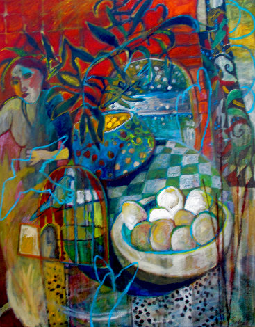 Free Bird: Basket of Eggs 2016 30x24 Original Painting - Dixie Salazar