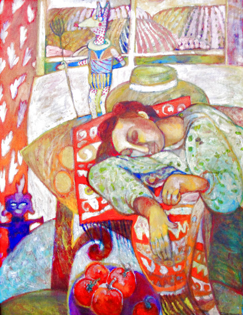 Hard Earned Rest 2022 29x25 -, California - Tribute to Frida Original Painting by Dixie Salazar