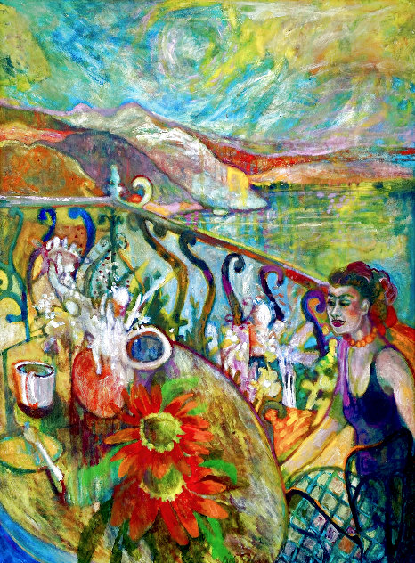 Lunch With Frida in Cabo San Lucas 2018 41x31 - Huge - Baja, Mexico Original Painting by Dixie Salazar