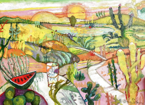 Picnic in the Desert 2024 22x28 - Signed Twice Original Painting - Dixie Salazar
