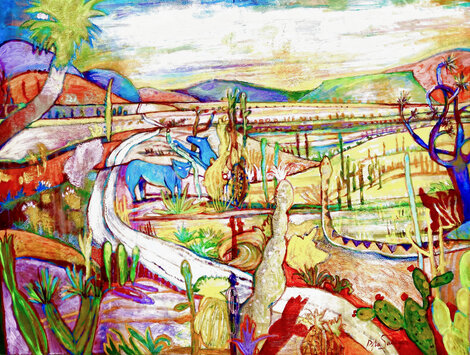 Road through the Desert 2024 30x40 - Huge - Signed Twice Original Painting - Dixie Salazar