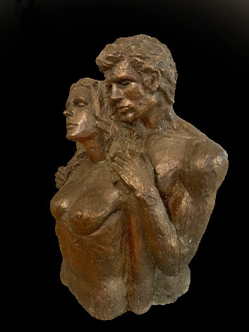 Los Amantes Unique Bronze Sculpture 1972 25x16 Sculpture - Victor Salmones