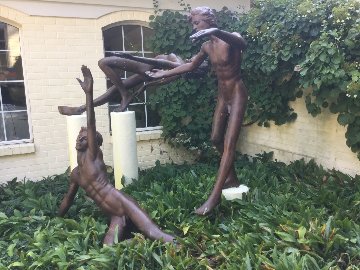 Dioses Del Agua - Set of 3 Bronze Sculptures 1983 60 in Sculpture - Victor Salmones