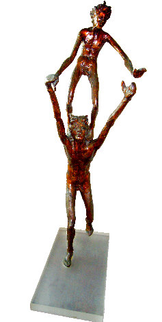 Head Start - Unique Bronze Sculpture 1981 28 in Sculpture - Victor Salmones