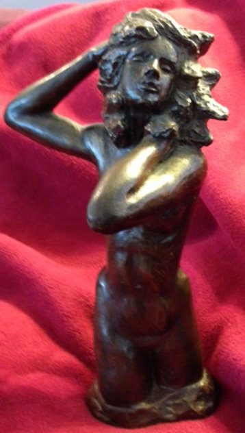 Mujer En El Viento (Woman in the Wind) Bronze Sculpture 12 in Sculpture by Victor Salmones
