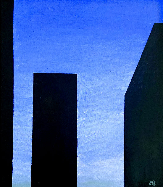 New York Evening 1980 15x13 NYC Original Painting by Emilio Sanchez