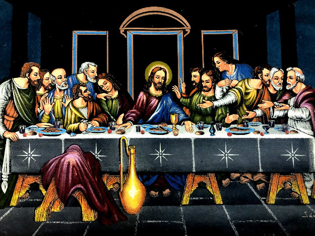 Last Supper Oil on Velvet 24x36 by Ernesto Sanchez - For Sale on Art ...