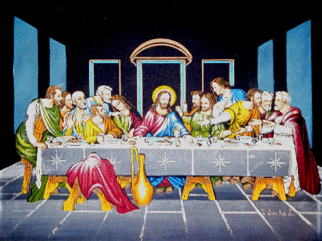 Last Supper 1920 20x24 Original Painting - Ernesto Sanchez