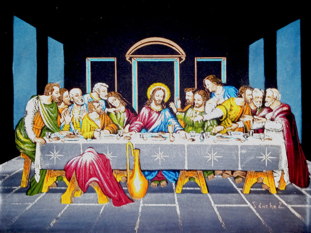 Last Supper 1920 20x24 Original Painting by Ernesto Sanchez