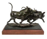 Warthogs Bronze Sculpture 1990 14 in Sculpture by Sherry Sander - 0