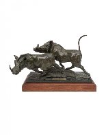 Warthogs Bronze Sculpture 1990 14 in Sculpture by Sherry Sander - 1