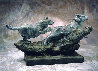 Chase Wolves Bronze Sculpture 2000 22 in Sculpture by Sherry Sander - 0