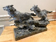 Chase Wolves Bronze Sculpture 2000 22 in Sculpture by Sherry Sander - 8