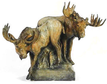 Musers Bronze - Moose Sculpture 2000 17 in  Sculpture - Sherry Sander