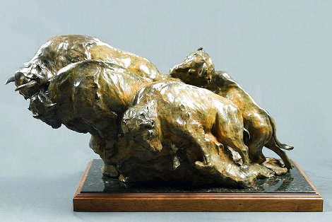 American Bison Bronze Sculpture 1987 38 in Sculpture - Sherry Sander
