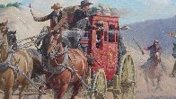 Stagecoach Robbery 34x46 Original Painting by Arthur Sarnoff - 4 Stagecoach Robbery 34x46 Original Painting by Arthur Sarnoff - 4