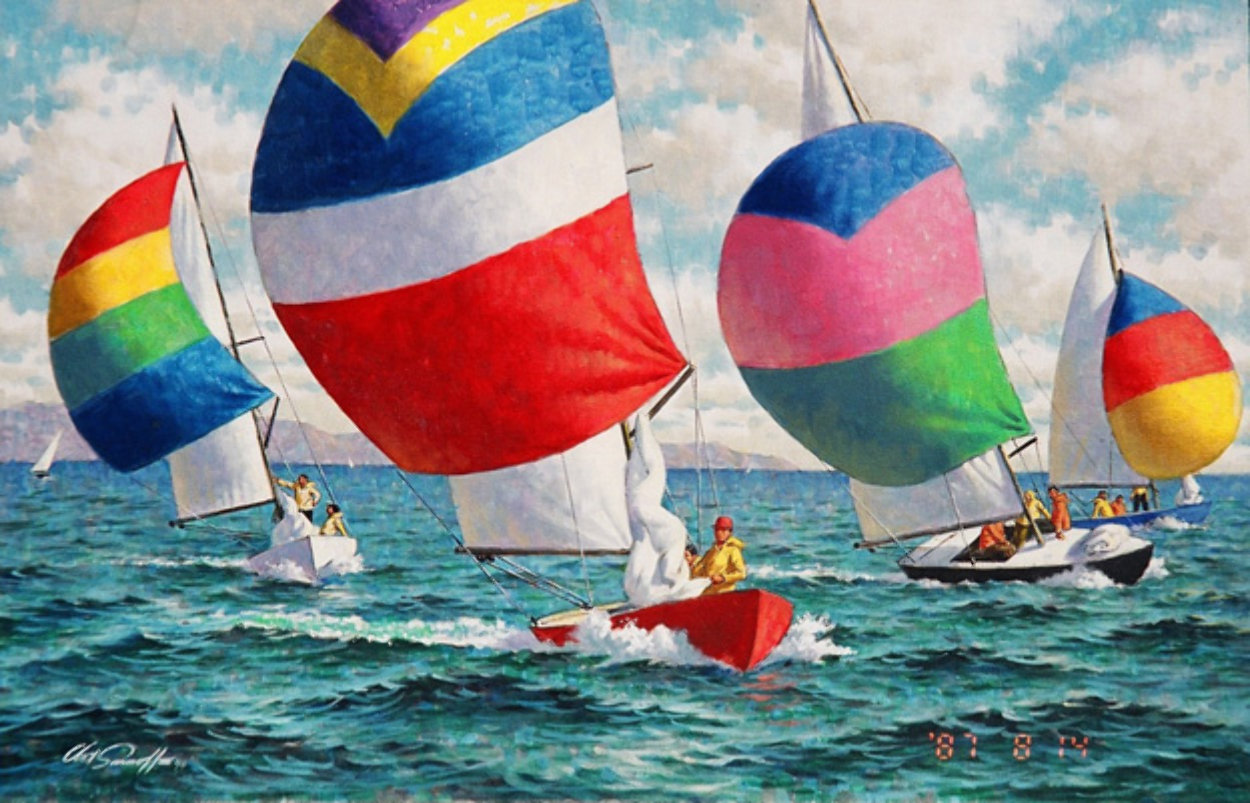 Sail Race 1980 24x36 Original Painting by Arthur Sarnoff Sail Race 1980 24x36 Original Painting by Arthur Sarnoff