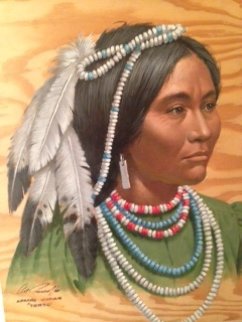 Indian Woman 1980 27x23 Original Painting - Arthur Sarnoff