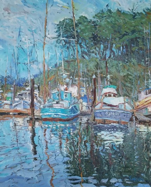 River Reflections 1983 41x36 Original Painting by Marco Sassone