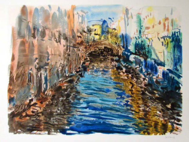 Venice Canal 1988 Impressionist Cityscape by Marco Sassone