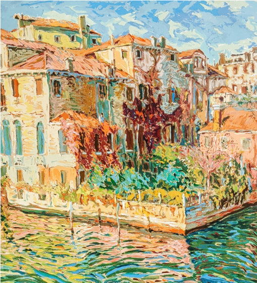 Venice Canal 1988 Impressionist Cityscape by Marco Sassone