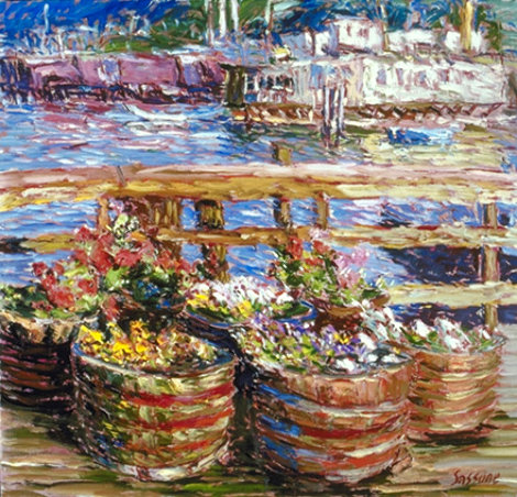 Houseboat Flowers AP 1988 - San Francisco Limited Edition Print - Marco Sassone
