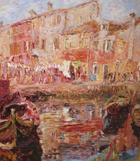 Burano, Italy 1995 50x45 Huge Original Painting - Marco Sassone Burano, Italy 1995 50x45 Huge Original Painting - Marco Sassone