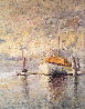 Sailboat At Dock 1968 37x31 Original Painting by Marco Sassone - 0