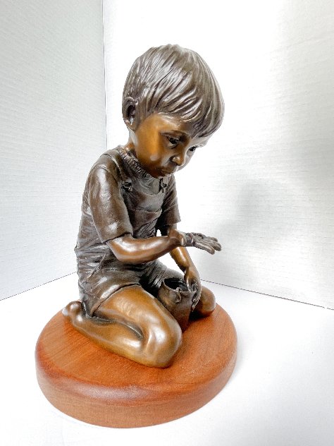 Untitled Boy Bronze Sculpture 1990 8 in Sculpture by Jo Saylors