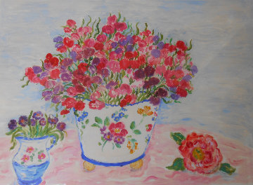 Sweet Peas Unique embellishdd 30x36 Works on Paper (not prints) - Leslie Sayour Sweet Peas Unique embellishdd 30x36 Works on Paper (not prints) - Leslie Sayour