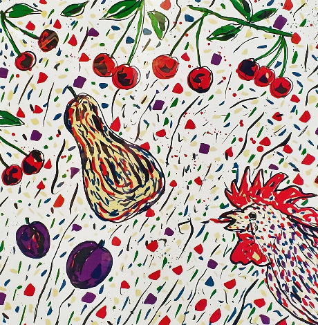 Cock and Cherries 1990 Limited Edition Print - Italo Scanga